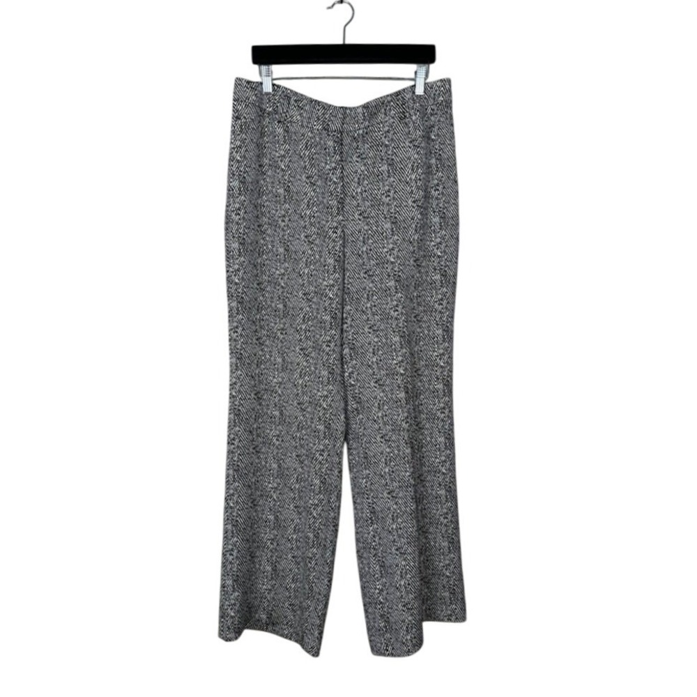 White House Black Market Wide Leg Herringbone Trousers Pants Women 12R - Picture 1 of 12